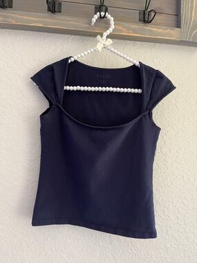 Brandy Melville navy scoop neck crop top